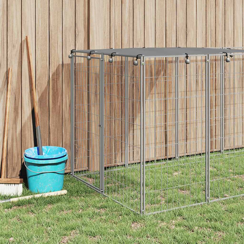 Gabbia per Cani Argento 330x110x110 cm in Acciaio
