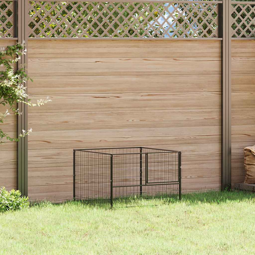 Gabbia per Cani Nera 100x100x70 cm in Acciaio