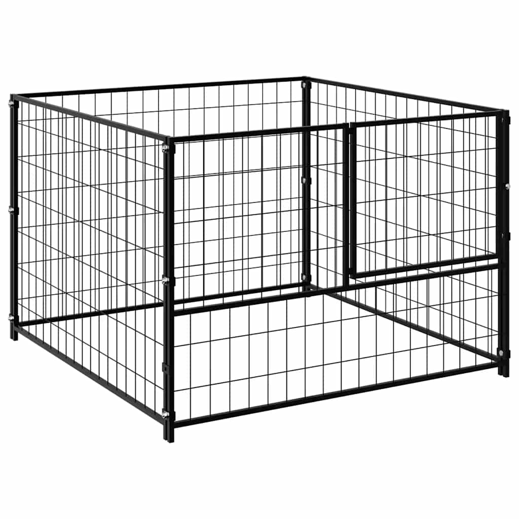 Gabbia per Cani Nera 100x100x70 cm in Acciaio