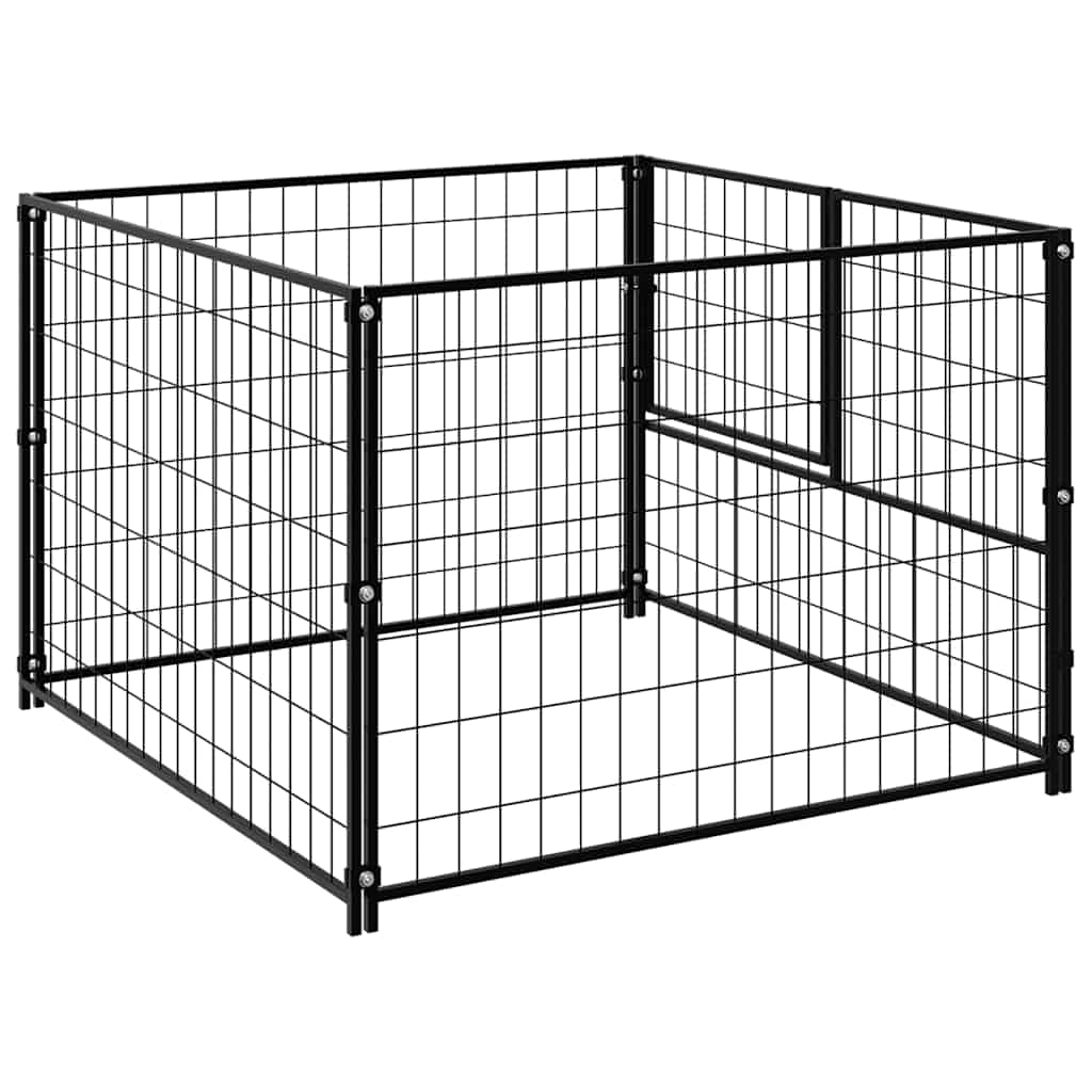 Gabbia per Cani Nera 100x100x70 cm in Acciaio
