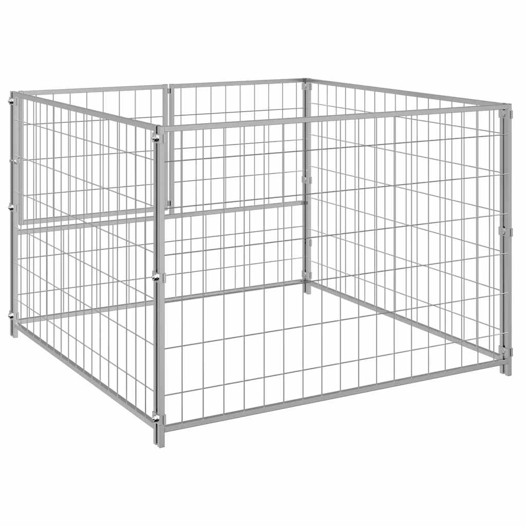Gabbia per Cani Argento 100x100x70 cm in Acciaio