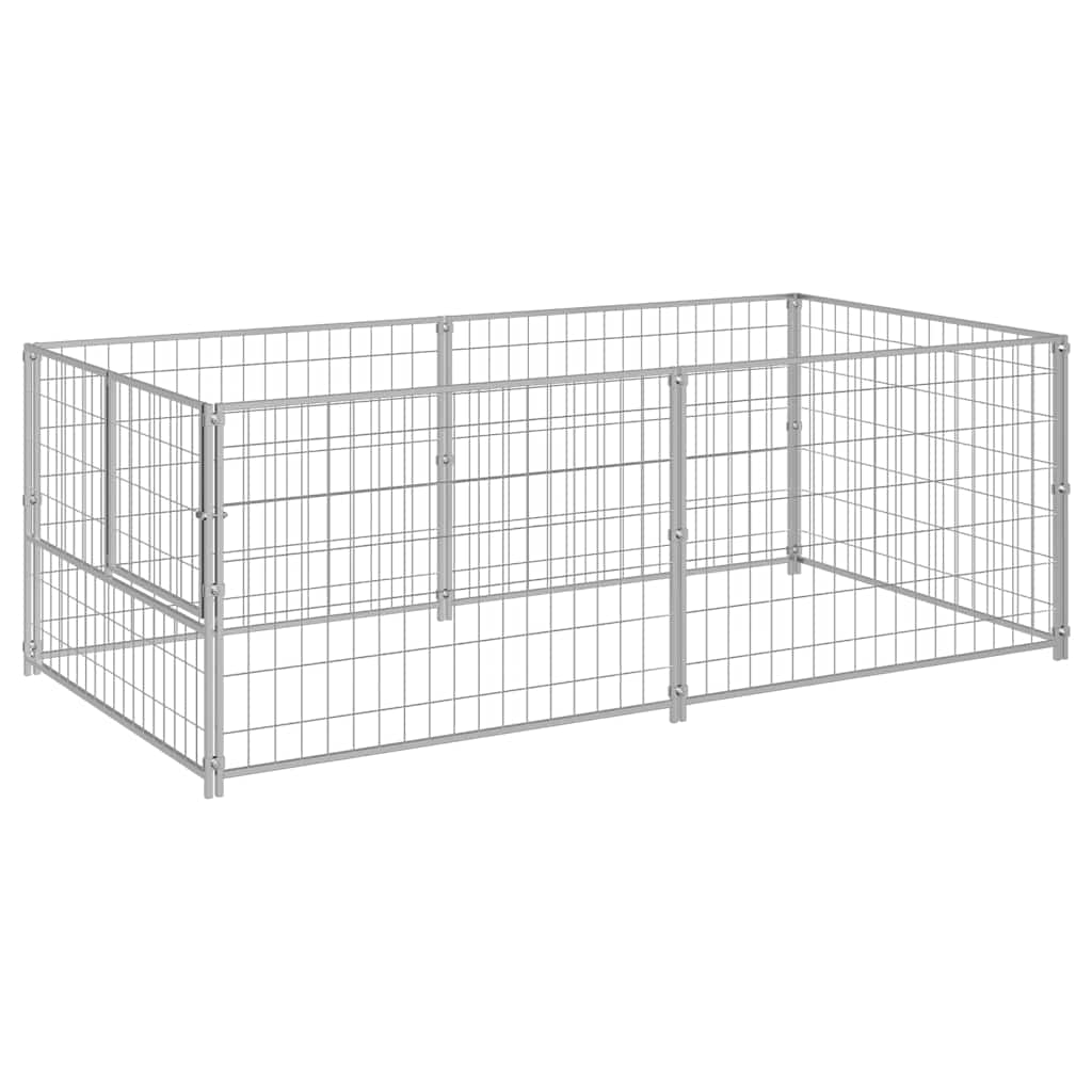 Gabbia per Cani Argento 200x100x70 cm in Acciaio