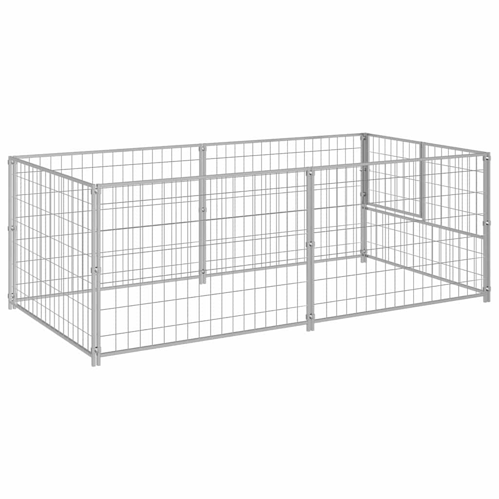 Gabbia per Cani Argento 200x100x70 cm in Acciaio