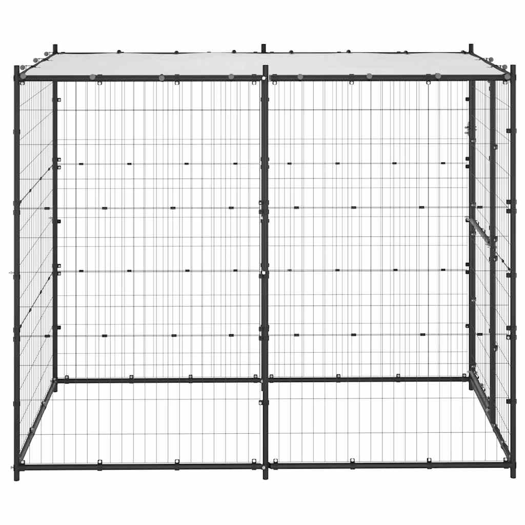 Gabbia per Cani da Esterno in Acciaio con Tetto 110x220x180 cm