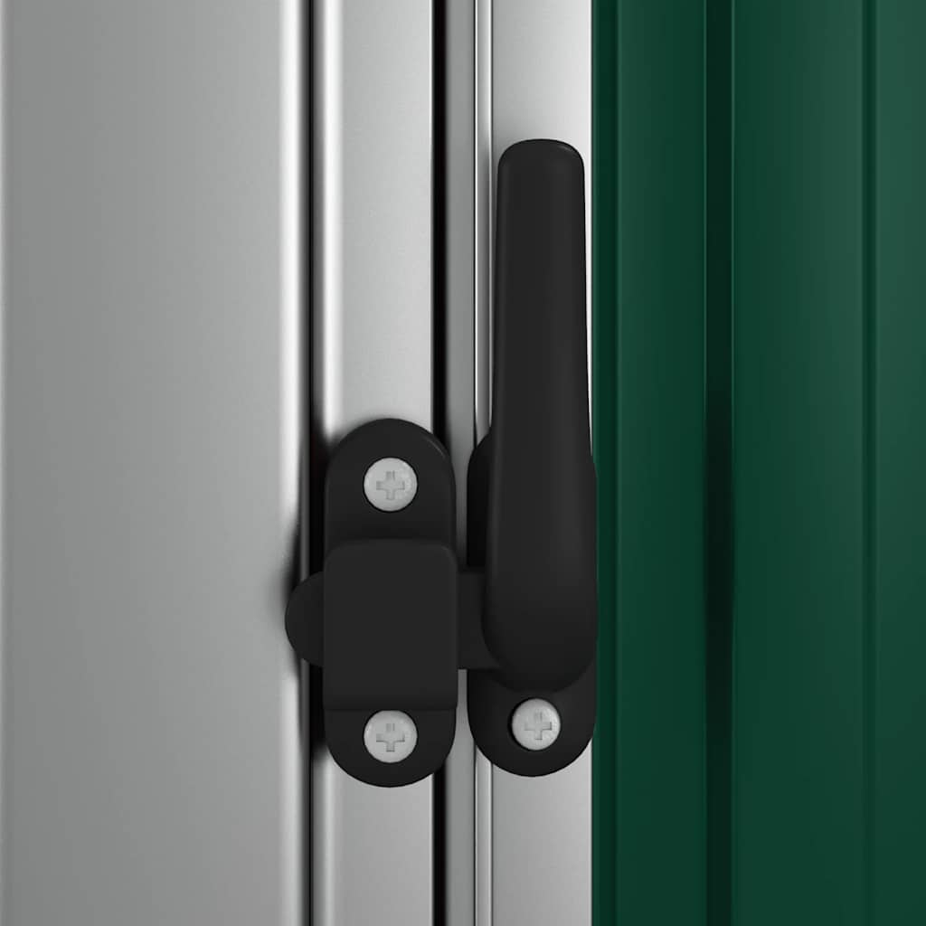 Casetta da giardino verde 118,5x97x209,5 cm in acciaio zincato