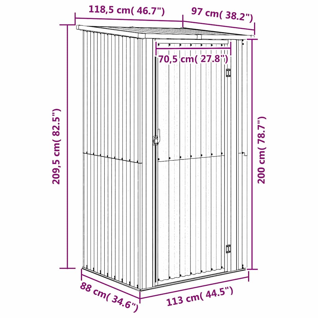Casetta da giardino verde 118,5x97x209,5 cm in acciaio zincato