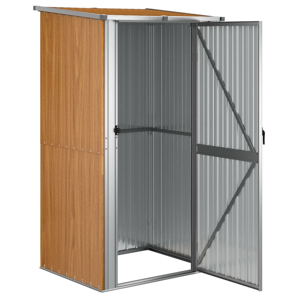 Casetta da giardino marrone 118,5x97x209,5 cm in acciaio zincato