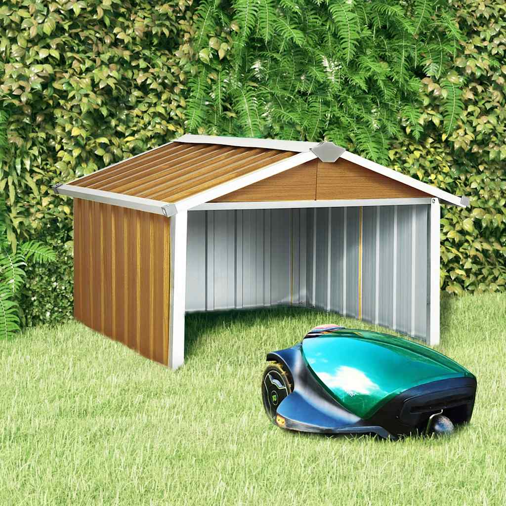Capanno per Robot Tosaerba 92x97x63 cm Acciaio Zincato Marrone