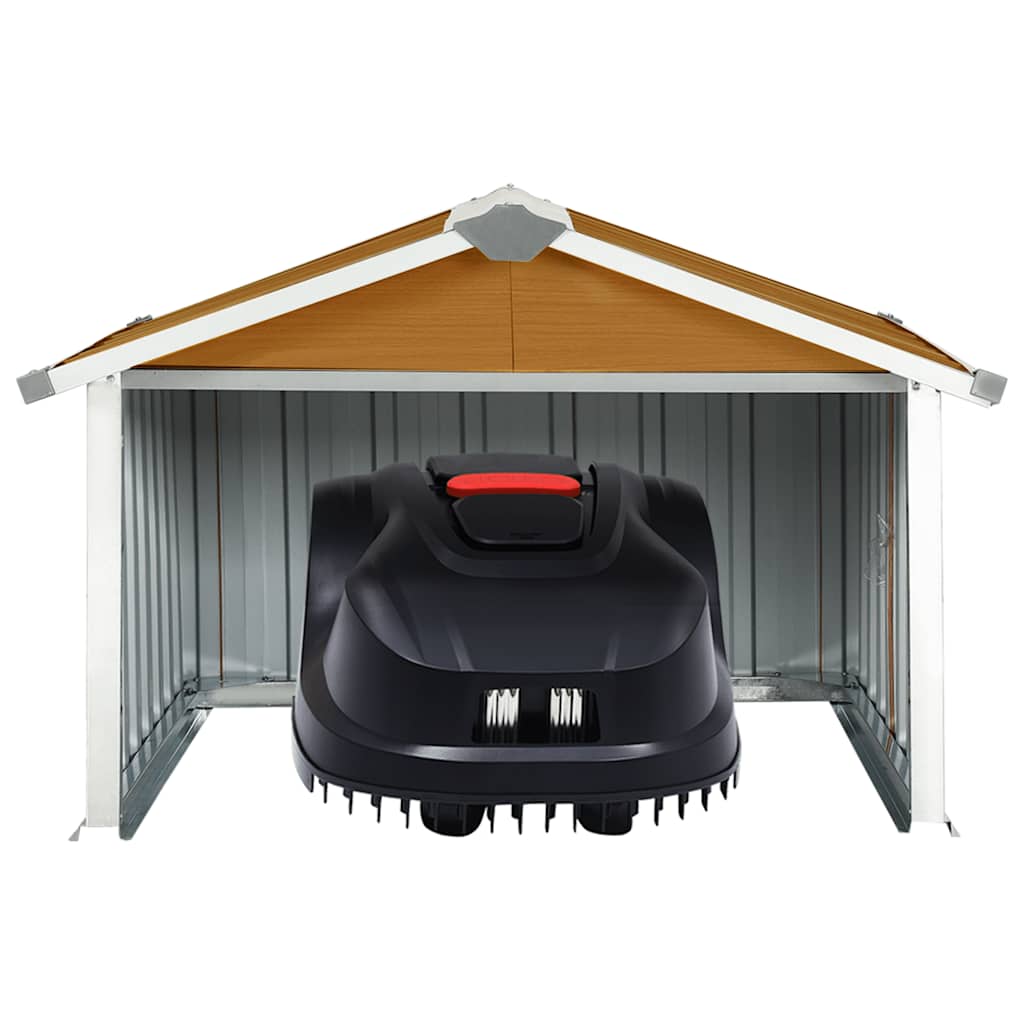Capanno per Robot Tosaerba 92x97x63 cm Acciaio Zincato Marrone