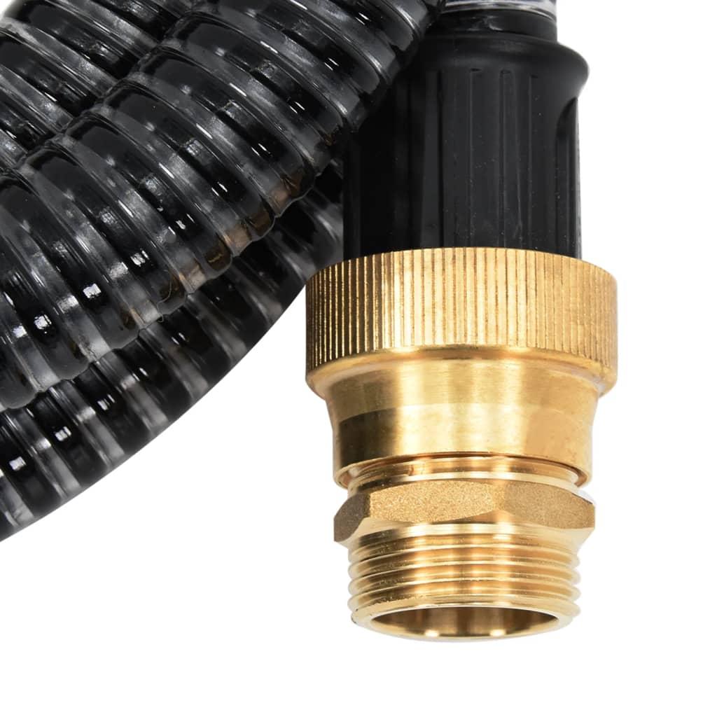 Tubo di Aspirazione con Connettori in Ottone 5 m 25 mm Nero