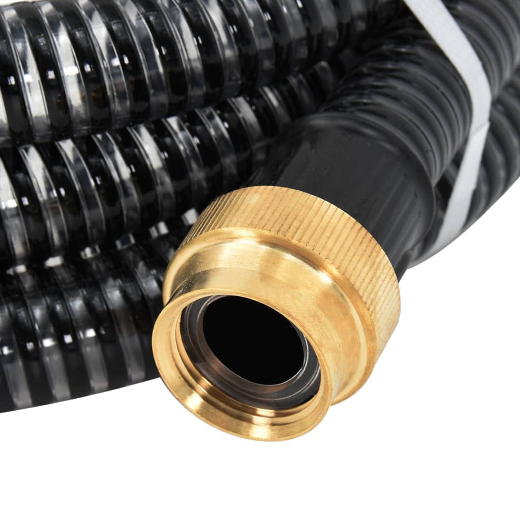 Tubo di Aspirazione con Connettori in Ottone 5 m 25 mm Nero