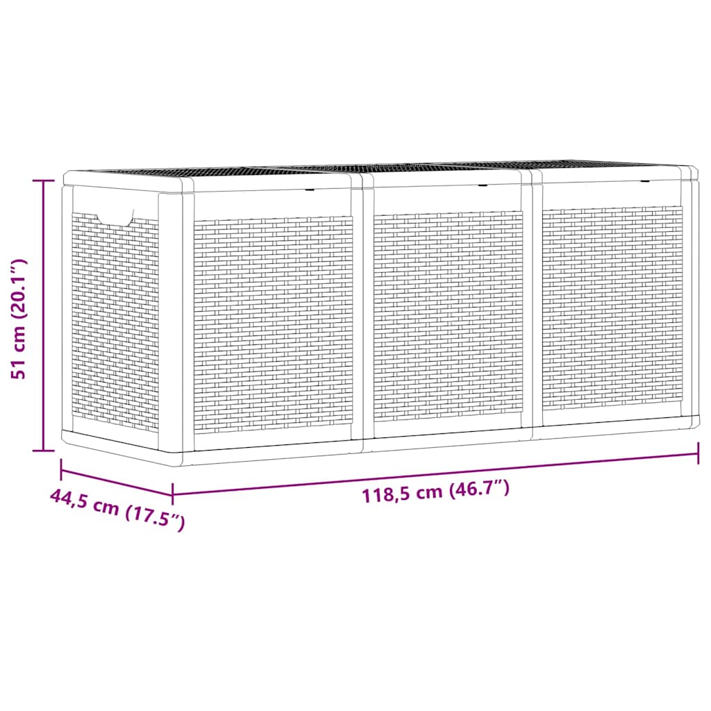 Baule da Giardino 270 L Nero in Rattan PP