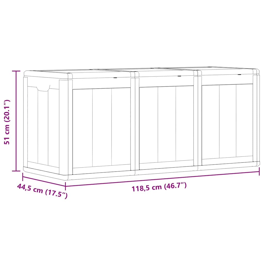 Baule da Giardino 270 L Grigio Aspetto legno in PP
