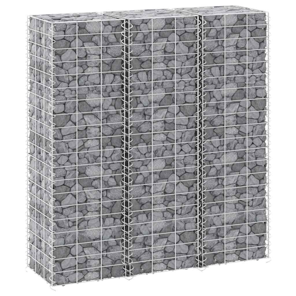 Fioriere Rialzate a Gabbione 3 pz 30x30x100 cm in Ferro