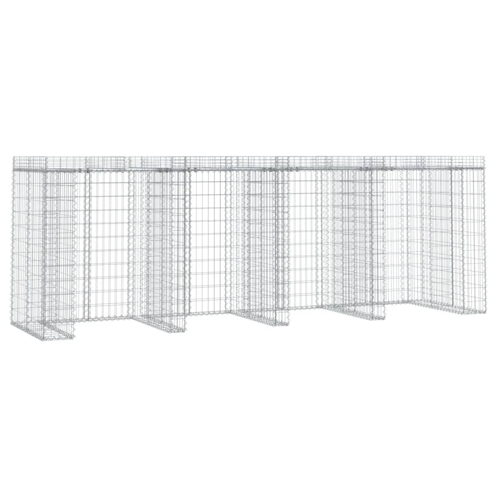 Parete Gabbioni Bidone Spazzatura 350x91x120 cm Ferro Zincato