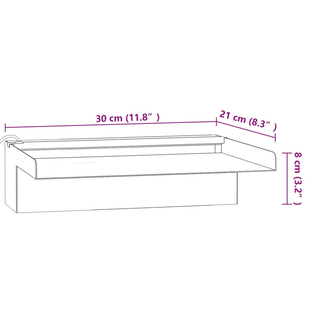 Sfioratore a Cascata con LED RGB Acciaio Inox 30 cm