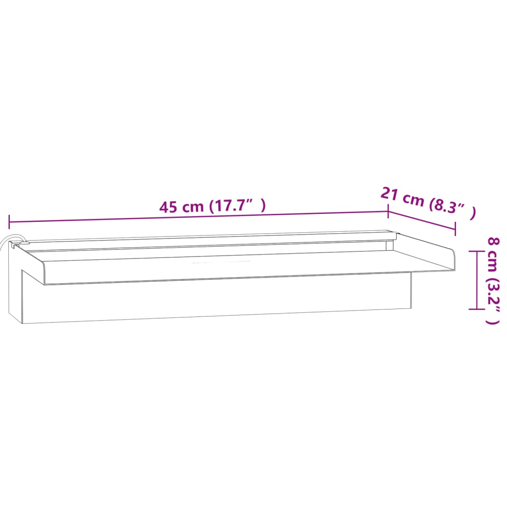 Sfioratore a Cascata con LED RGB Acciaio Inox 45 cm