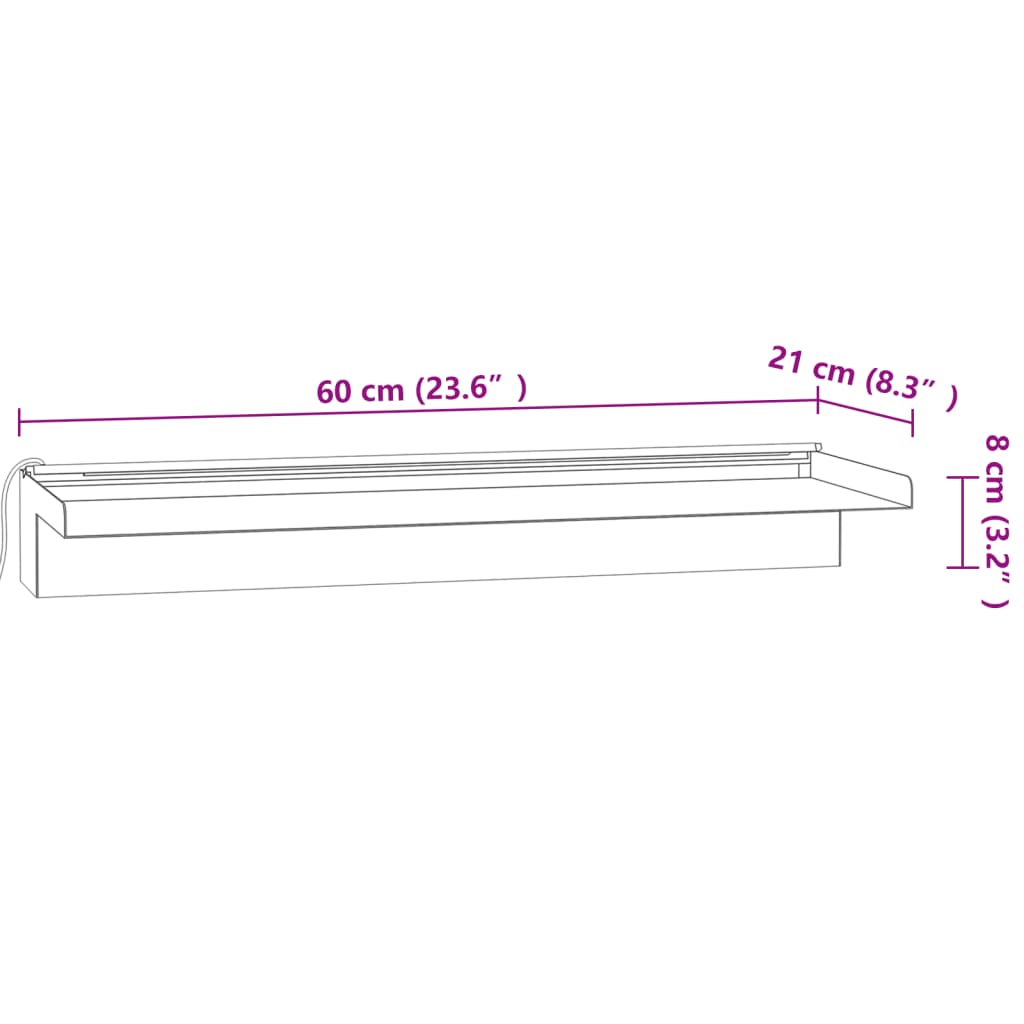 Sfioratore a Cascata con LED RGB Acciaio Inox 60 cm