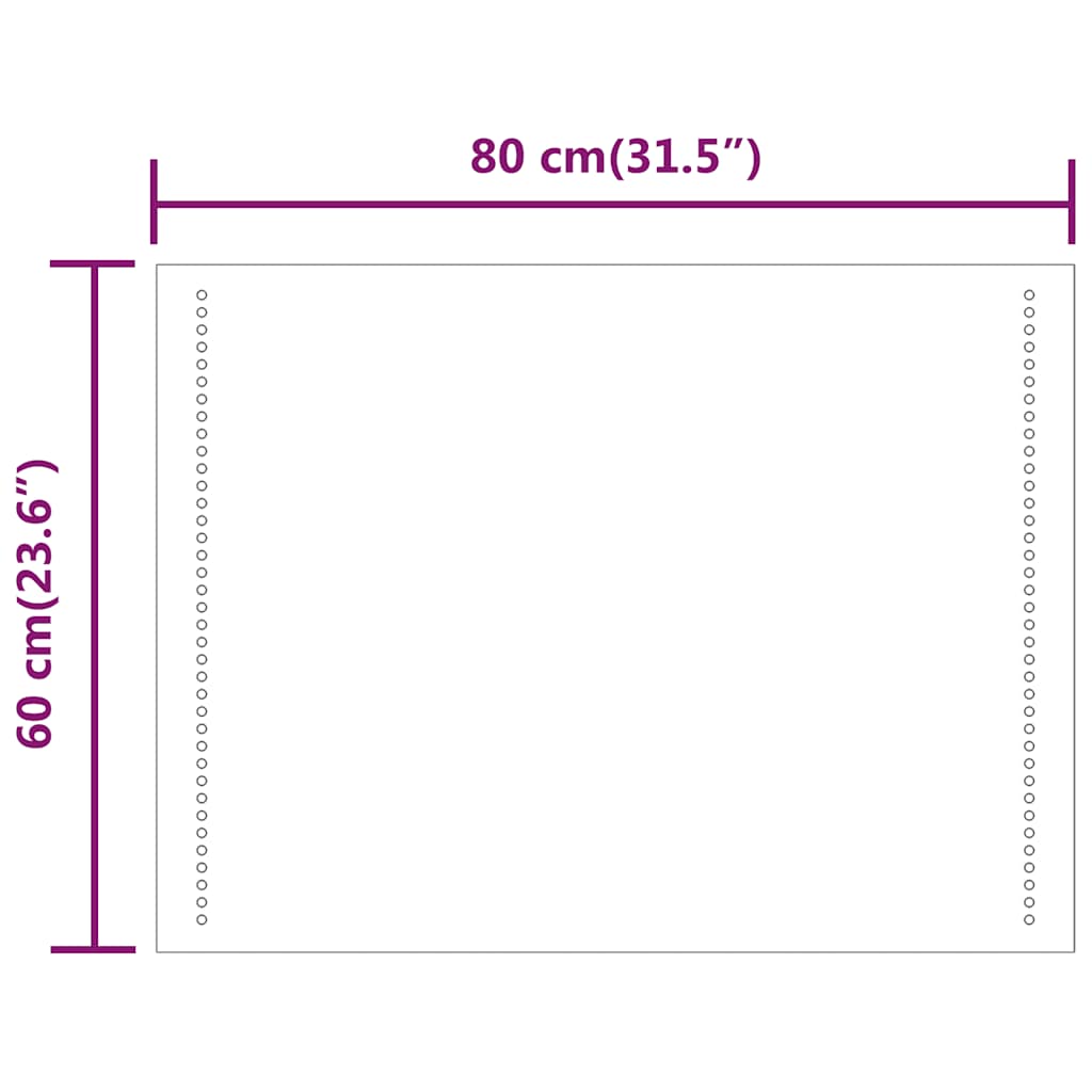 Specchio da Bagno con Luci LED 80x60 cm