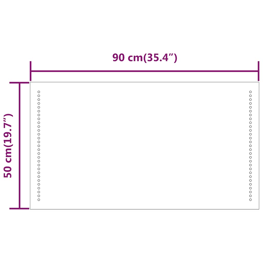 Specchio da Bagno con Luci LED 90x50 cm