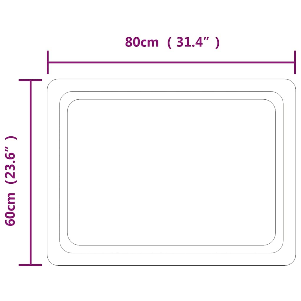 Specchio da Bagno con Luci LED 80x60 cm