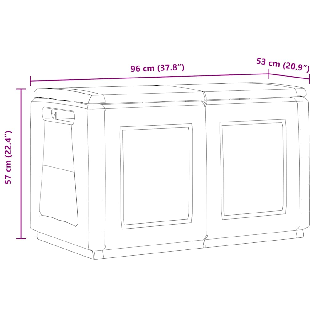 Contenitore da Giardino 96x53x57 230 L Grigio Scuro e Nero