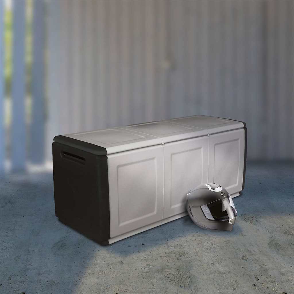 Contenitore da Giardino 138x53x57 cm 330 L Grigio Scuro e Nero