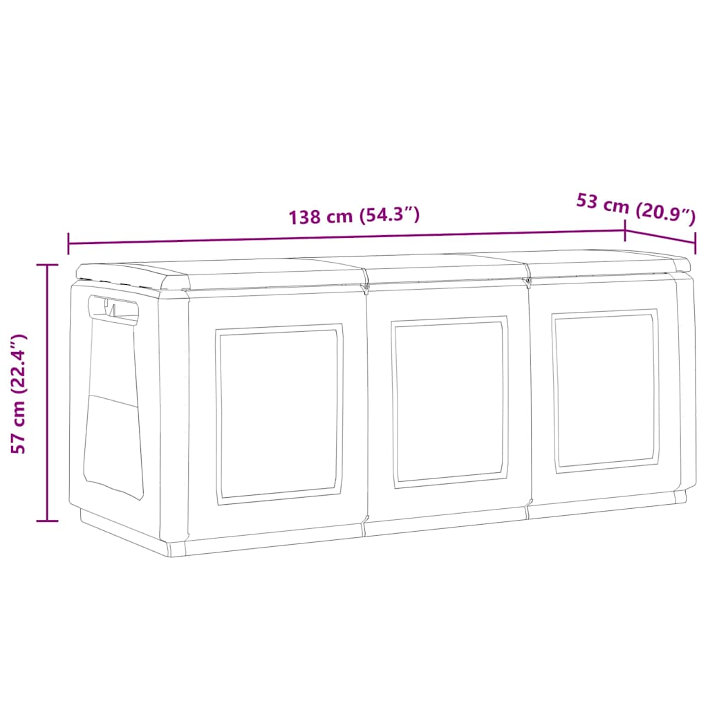Contenitore da Giardino 138x53x57 cm 330 L Grigio Scuro e Nero