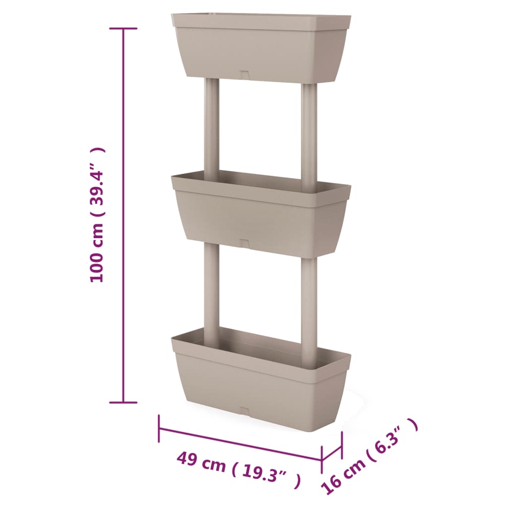 Fioriere da Giardino 3 pz 100 cm Grigio Talpa