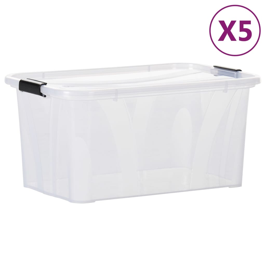 Scatole Trasparenti Portaoggetti con Coperchio 5 pz da 14 L