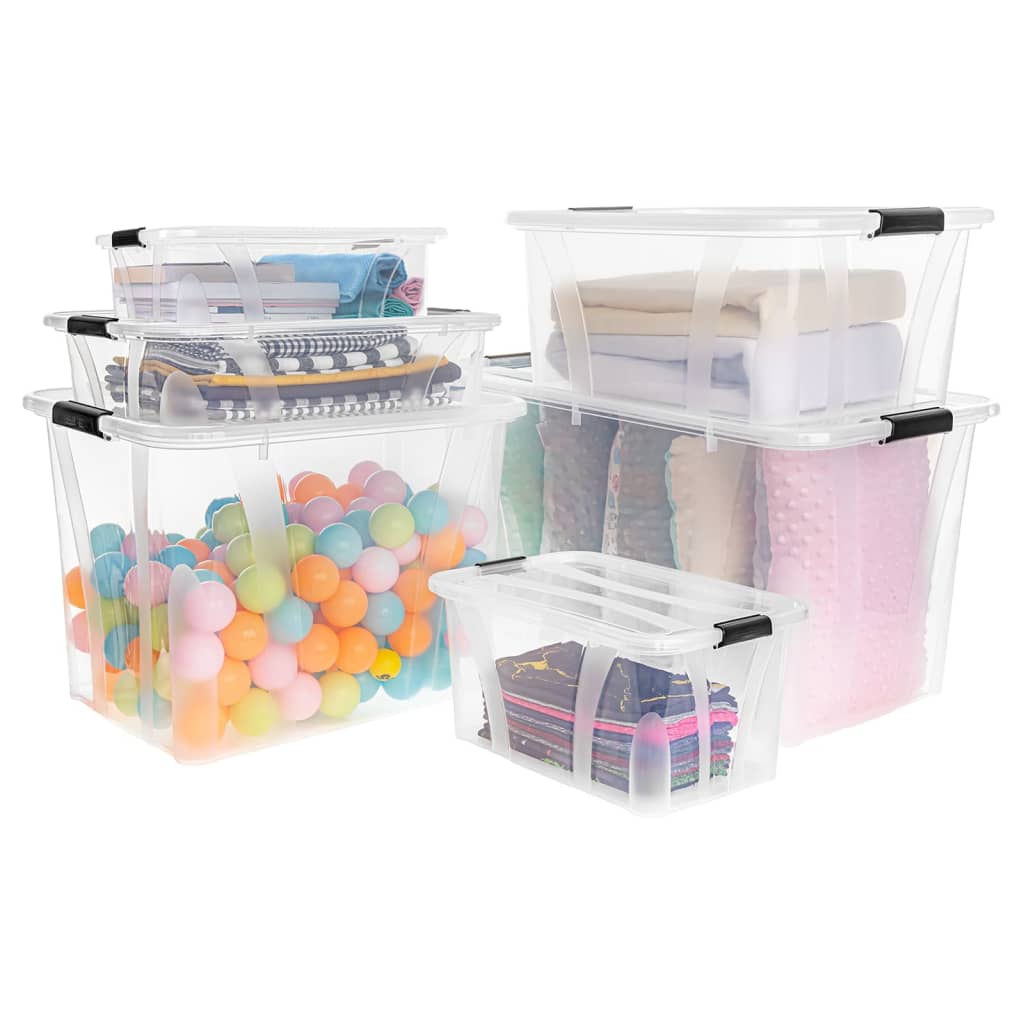 Scatole Trasparenti Portaoggetti con Coperchio 5 pz da 14 L