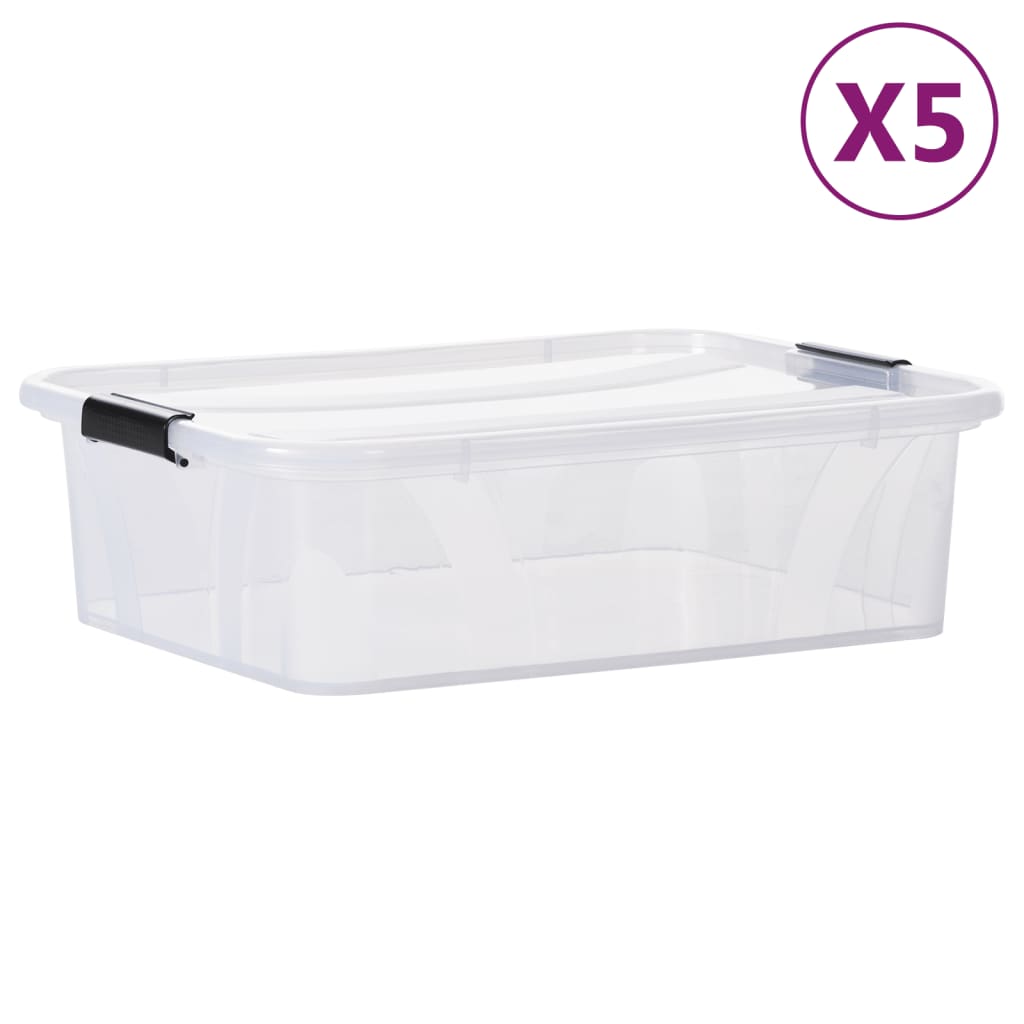 Scatole Trasparenti Portaoggetti con Coperchio 5 pz da 21 L