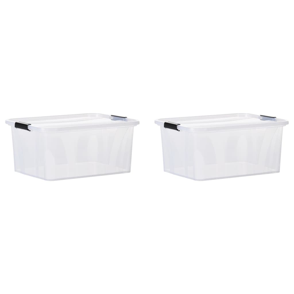 Scatole Portaoggetti con Coperchio 2 pz Trasparenti 32 L