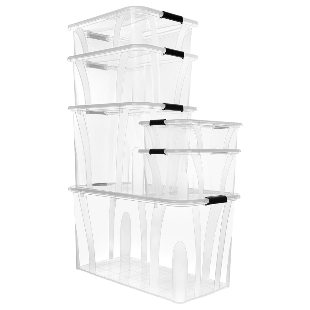 Scatole Portaoggetti con Coperchio 2 pz Trasparenti 32 L