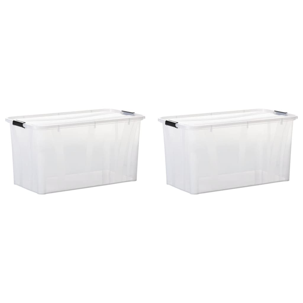 Scatole Trasparenti Portaoggetti con Coperchio 2 pz da 80 L
