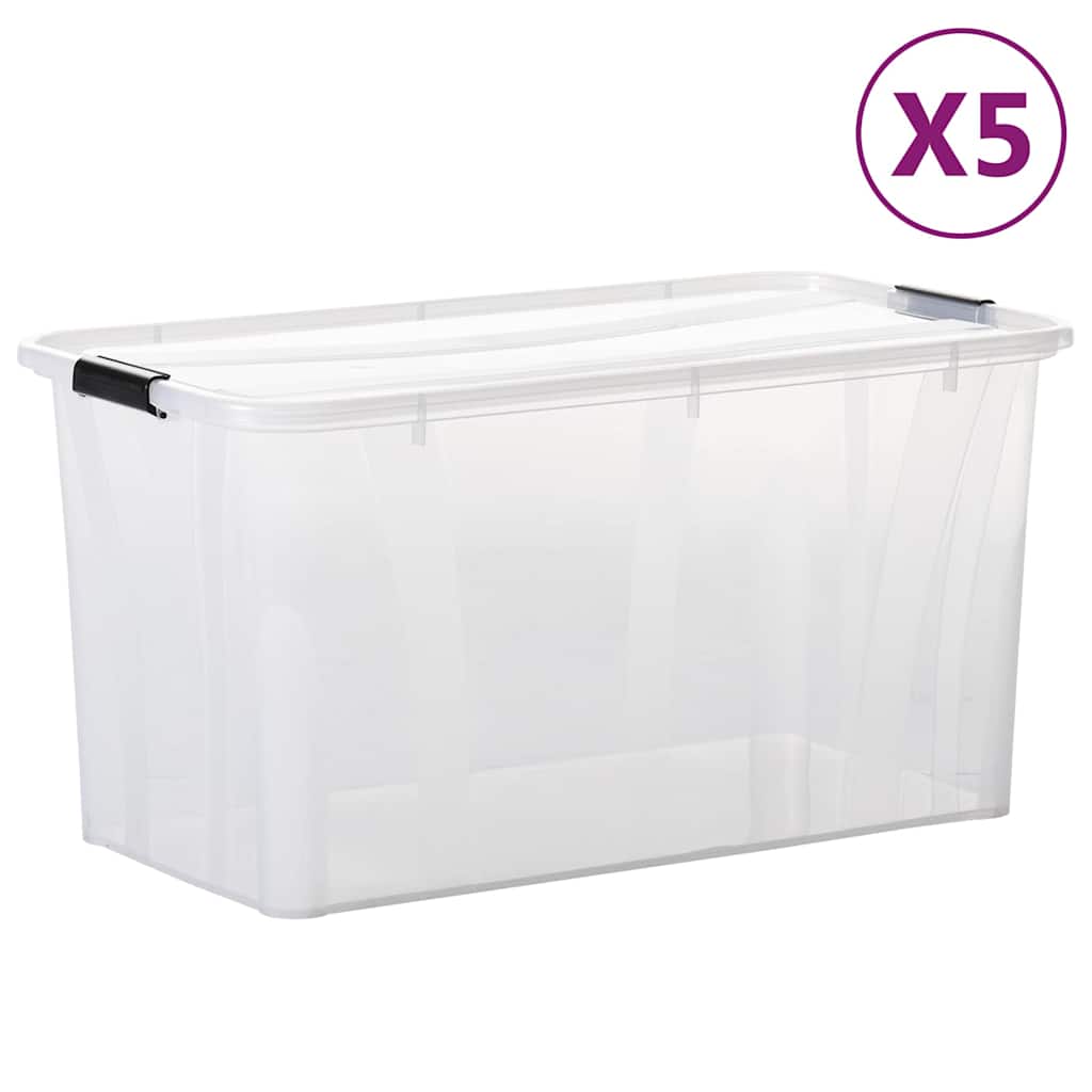 Scatole Trasparenti Portaoggetti con Coperchio 5 pz da 80 L