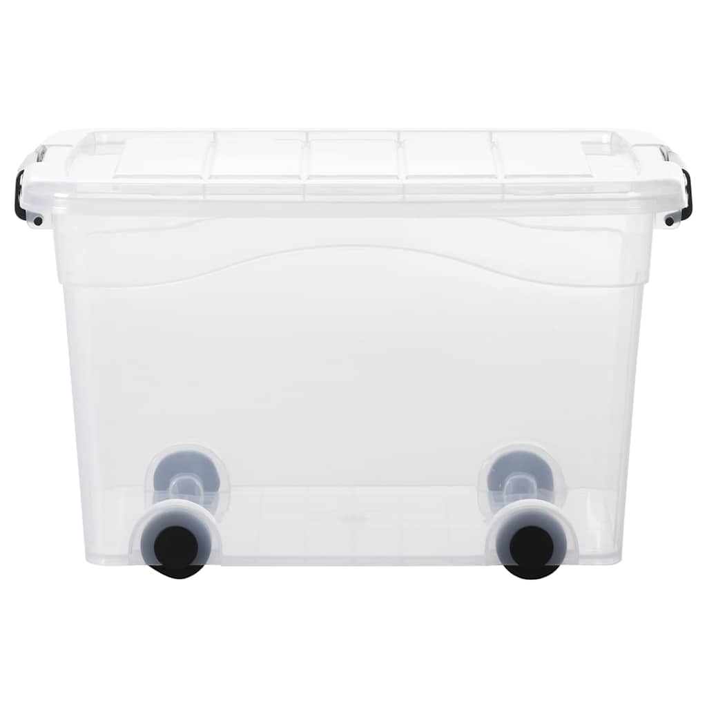 Scatole con Ruote e Coperchio 2 pz Trasparenti 40 L