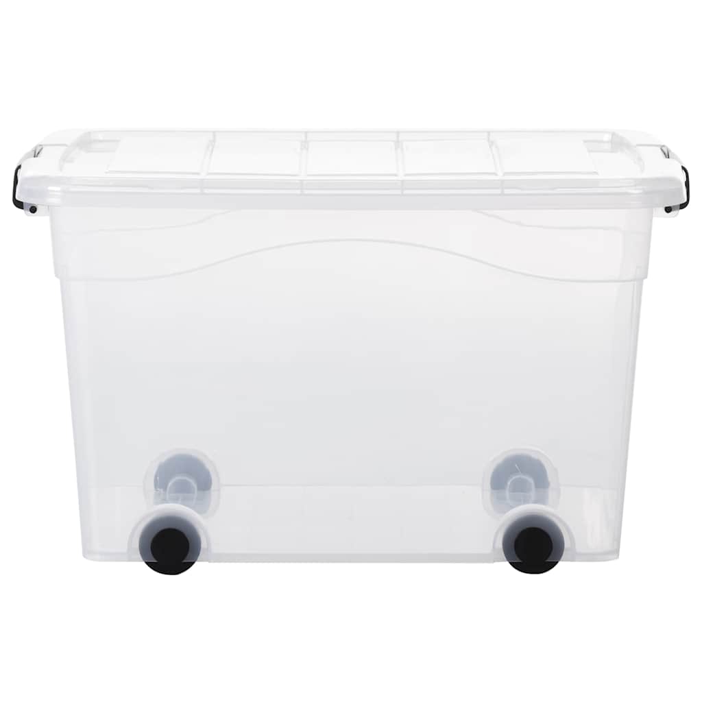 Scatole Trasparenti Portaoggetti con Ruote e Coperchi 2 pz 60 L