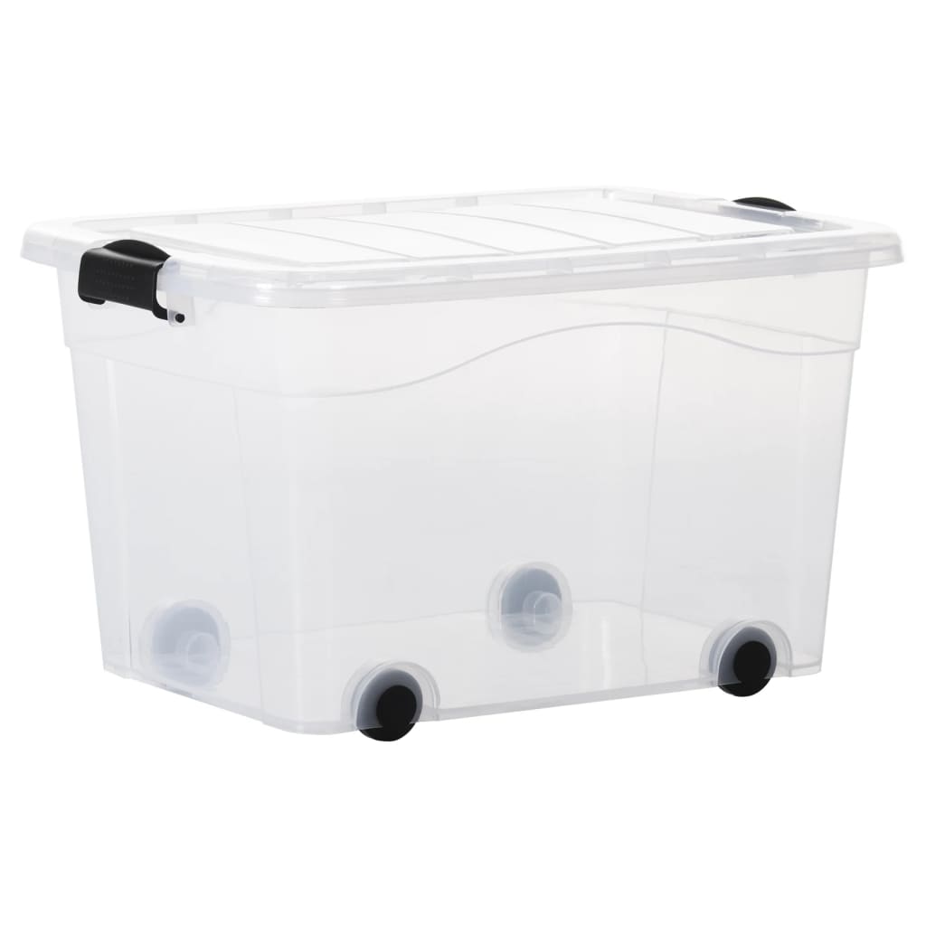 Scatole Trasparenti Portaoggetti con Ruote e Coperchi 5 pz 60 L