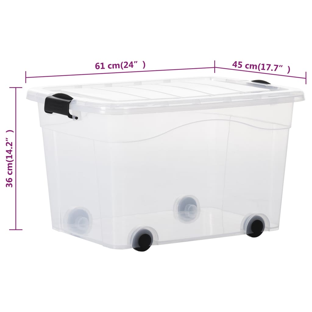Scatole Trasparenti Portaoggetti con Ruote e Coperchi 5 pz 60 L