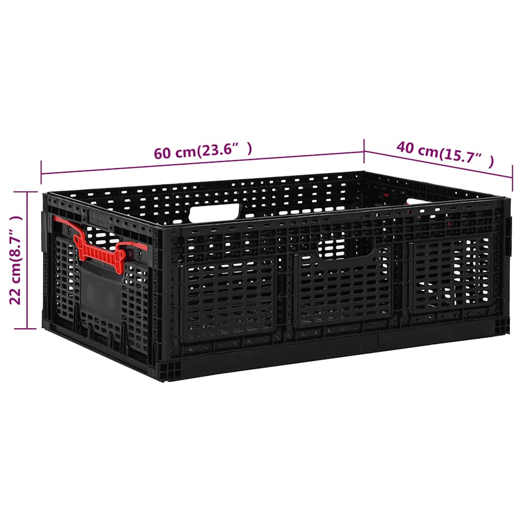 Scatole Pieghevoli 2 pz 60x40x22 cm Nero 46 L