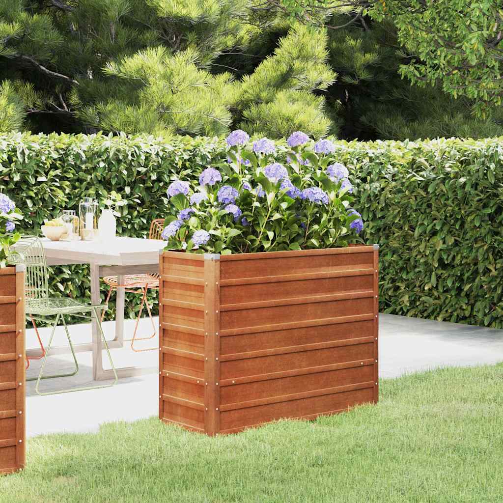 Letto Rialzato da Giardino Ruggine 100x40x77 cm Acciaio Corten