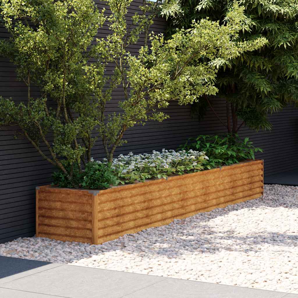 Letto rialzato da giardino 291x50x36 cm in acciaio Corten