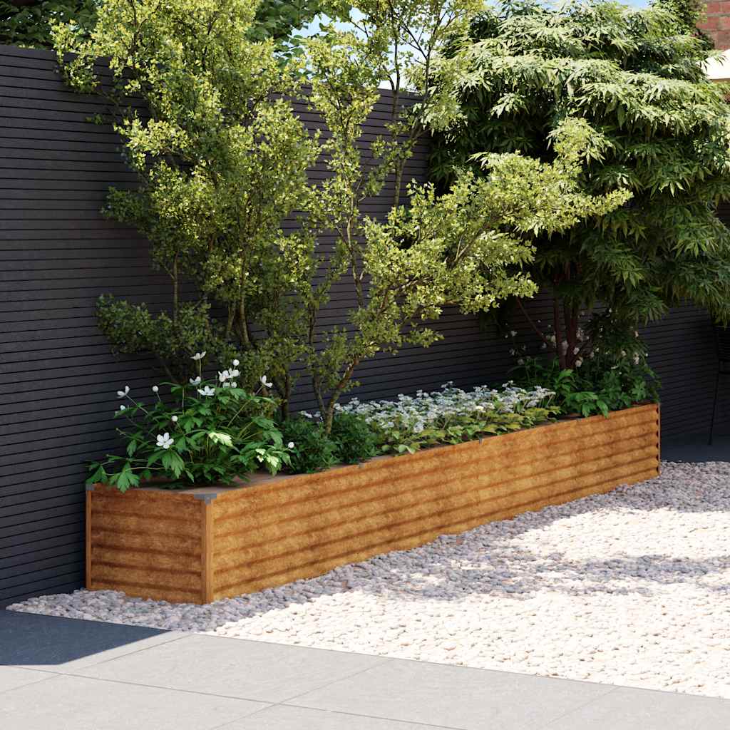 Letto Rialzato da Giardino 386x50x36 cm Acciaio Corten