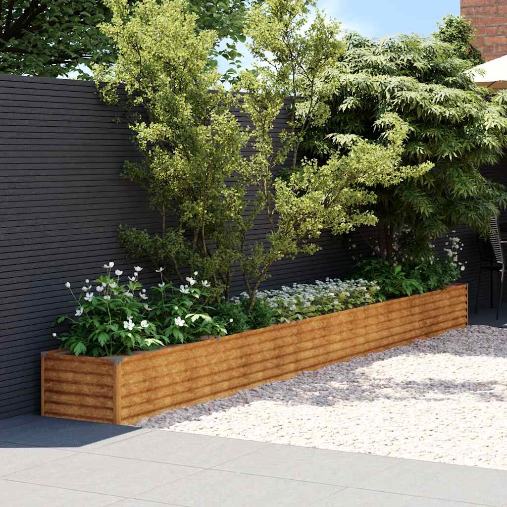 Letto rialzato da giardino 482x50x36 cm in acciaio Corten