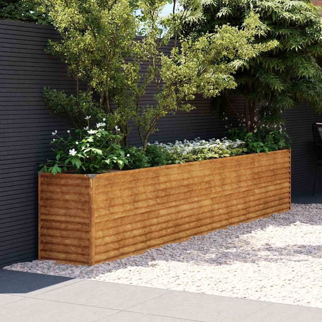Letto rialzato da giardino 385x50x69 cm in acciaio Corten