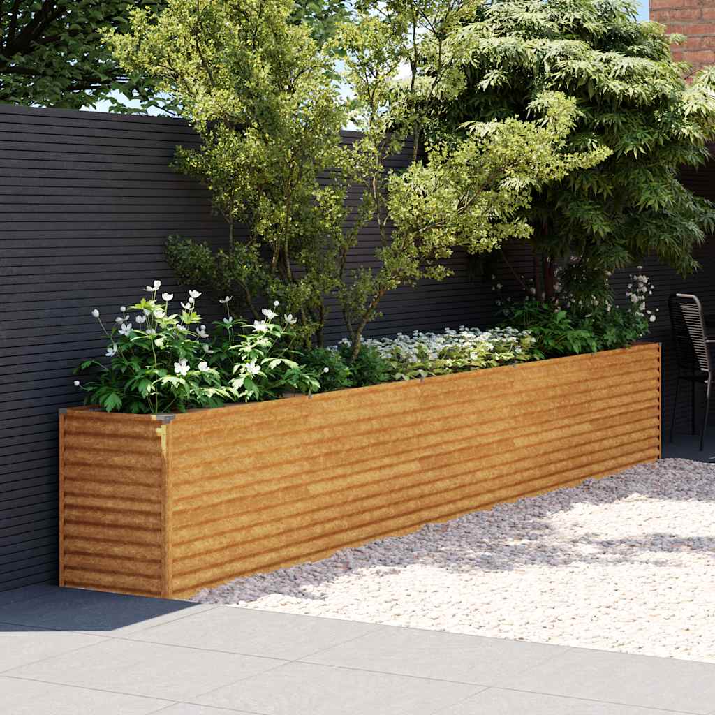 Letto rialzato da giardino 482x50x69 cm in acciaio Corten