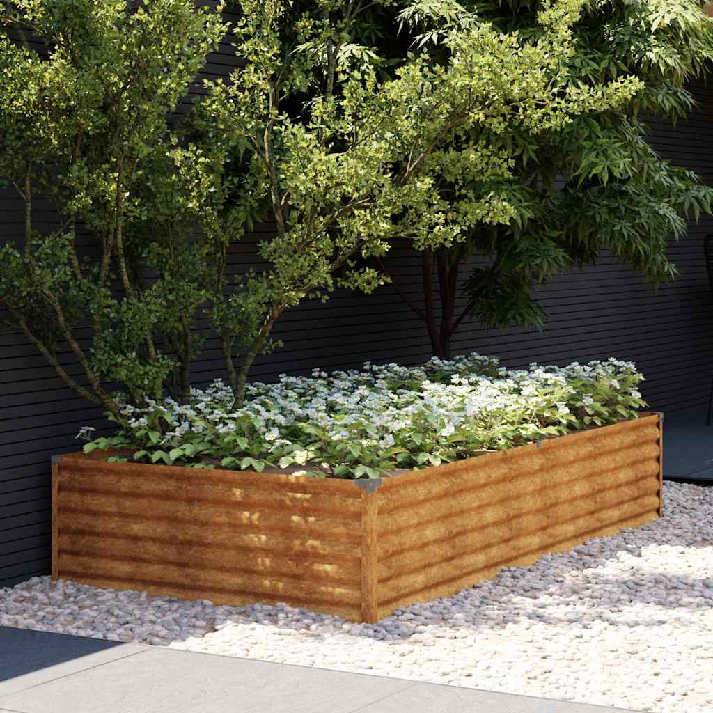 Fioriera Rialzata da Giardino 195x100x36 cm in Acciaio Corten