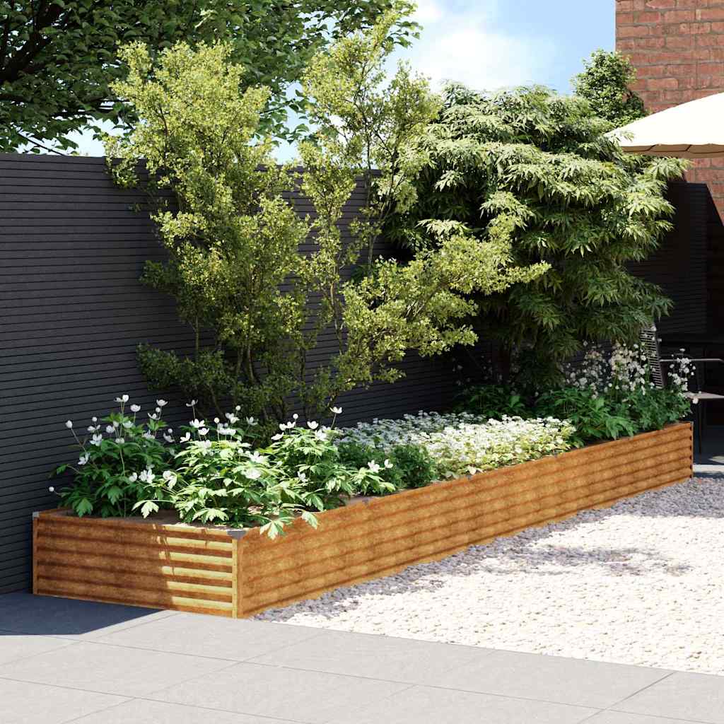Fioriera Rialzata da Giardino 482x100x36 cm in Acciaio Corten