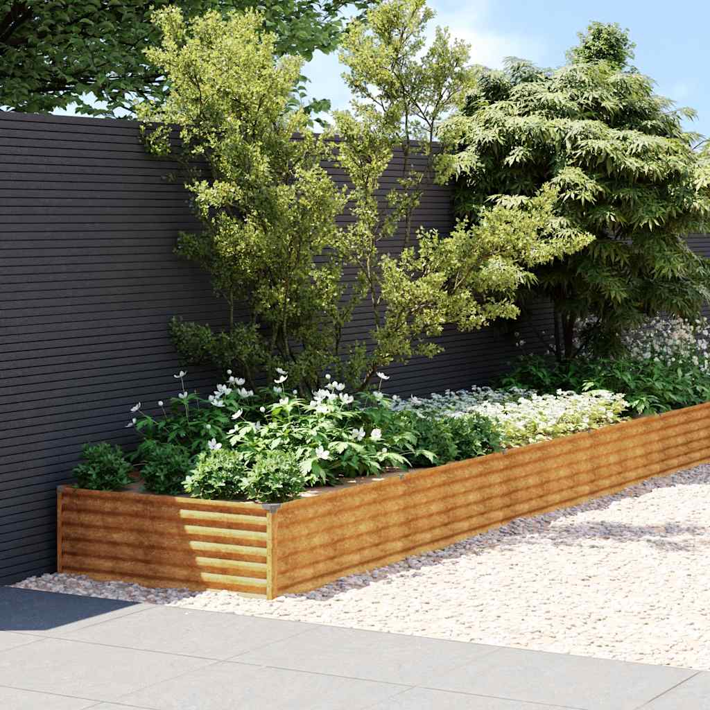 Fioriera Rialzata da Giardino 770x100x36 cm in Acciaio Corten